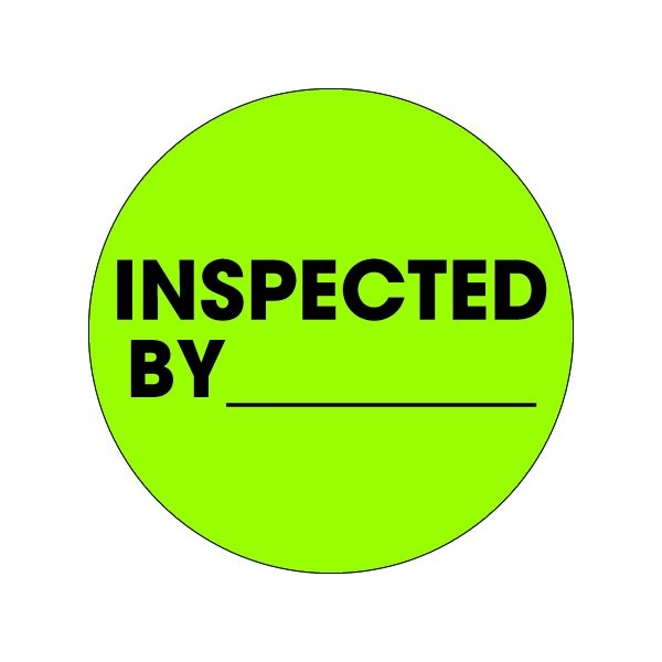 Bsc Preferred 2'' Circle - ''Inspected By'' Fluorescent Green Labels BUY00019800 - main